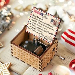 image-Antique Carved Wooden Hand Crank Spirited Away Music Box Christmas Gift Birthday Gift Party Decoration