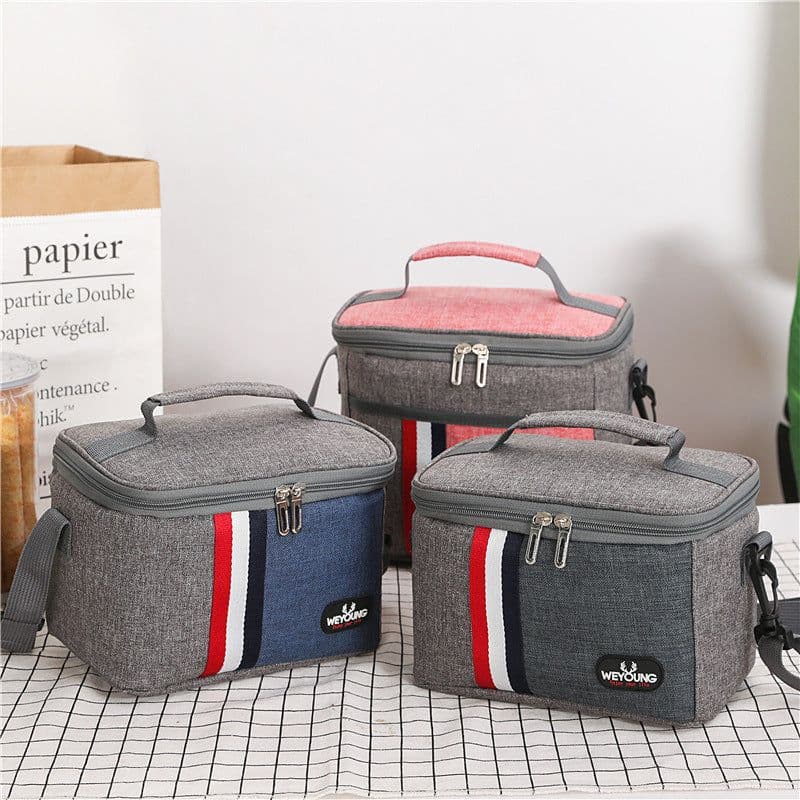 image-Striped lunch bag