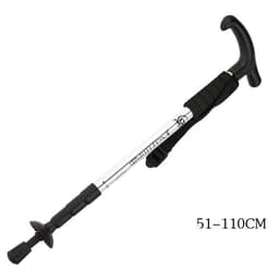 image-Four-section straight shank and curved handle aluminum alloy trekking pole