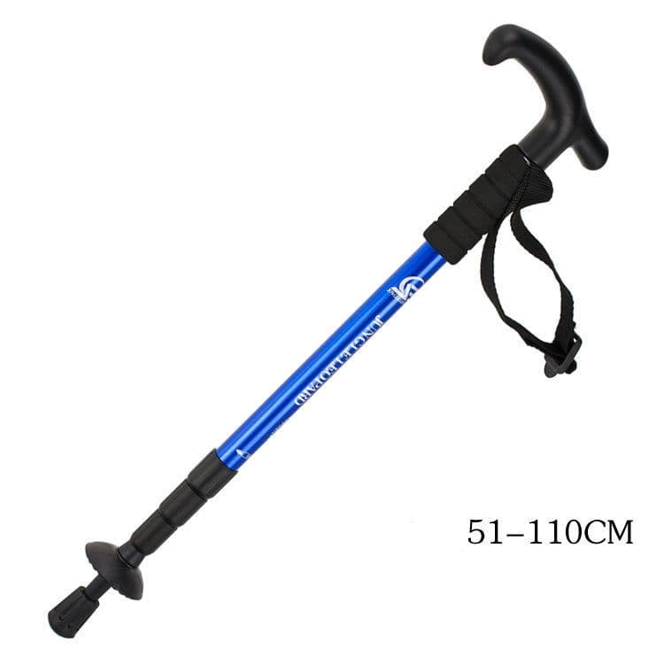 image-Four-section straight shank and curved handle aluminum alloy trekking pole