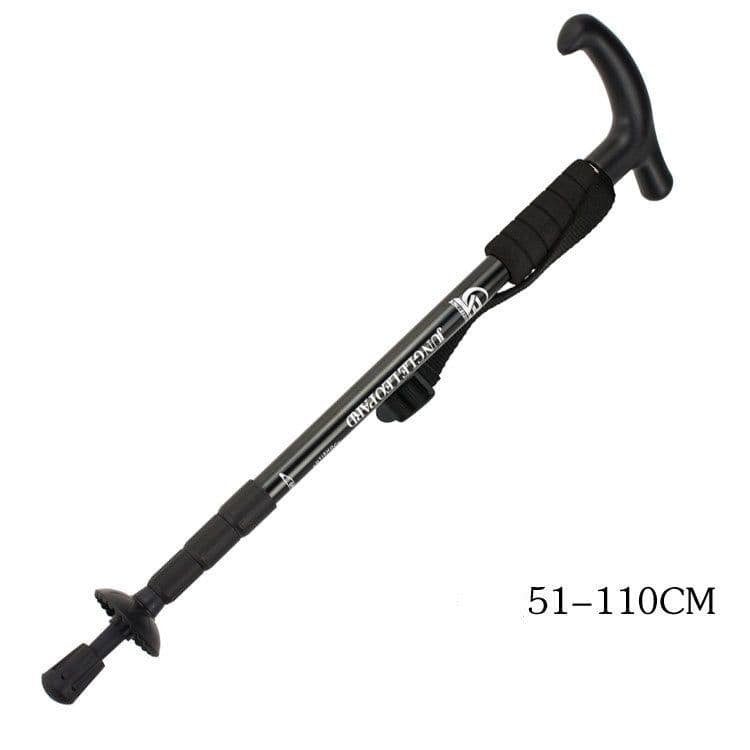 image-Four-section straight shank and curved handle aluminum alloy trekking pole