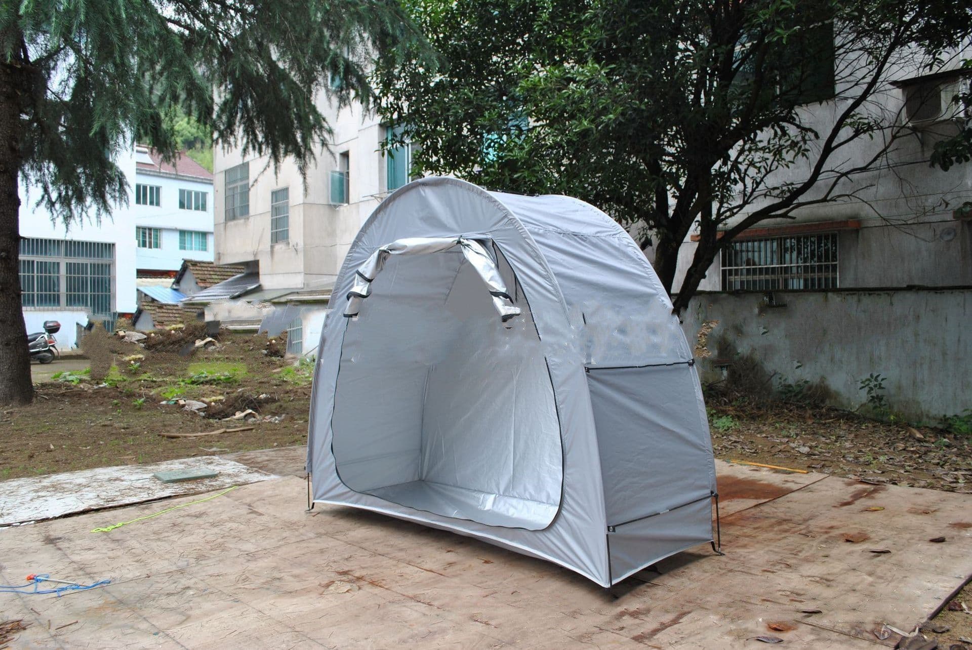 image-Parked mountain bike folding canopy