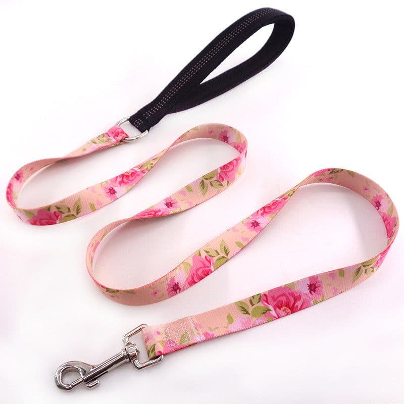 image-Flower training dog pet supplies printed dog leash