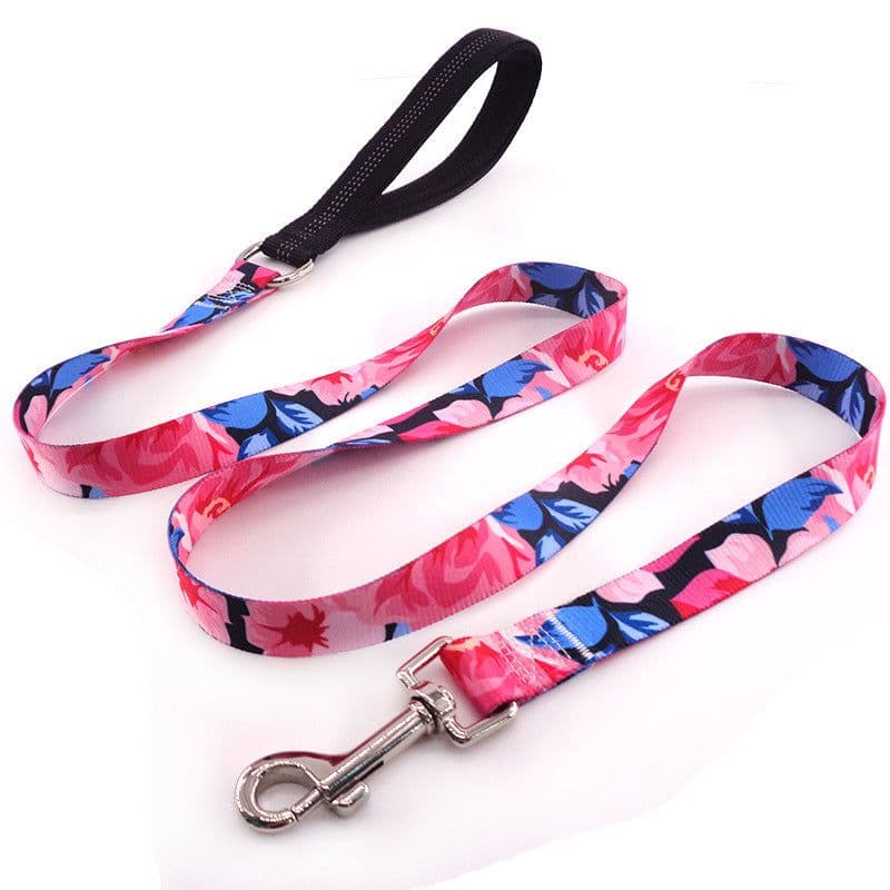 image-Flower training dog pet supplies printed dog leash