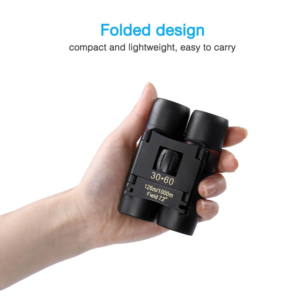 image-Binoculars 30x60 Zoom Travel Compact Folding Telescope Hunting Day Night Outdoor Small Pocket Binoculars Compact Adults, Mini Kids Binoculars Boys For Bird Watching, Concert Theater Opera