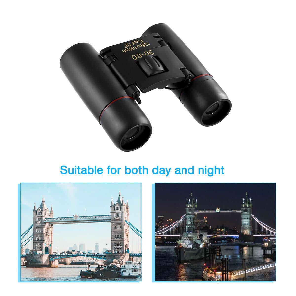 image-Binoculars 30x60 Zoom Travel Compact Folding Telescope Hunting Day Night Outdoor Small Pocket Binoculars Compact Adults, Mini Kids Binoculars Boys For Bird Watching, Concert Theater Opera