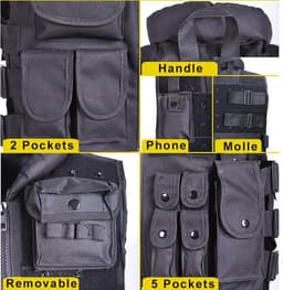 image-Tactical Vest Black Mens Military Hunting Vest