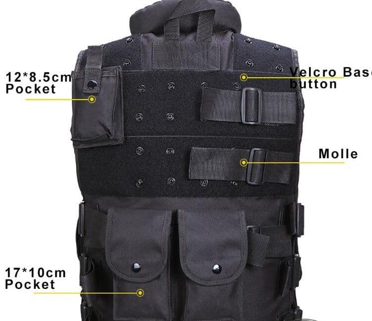 image-Tactical Vest Black Mens Military Hunting Vest