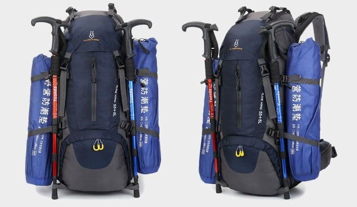 image-Mountaineering waterproof outdoor sports nylon bag Wild camping backpack Rainproof 60L mountaineering bag wholesale