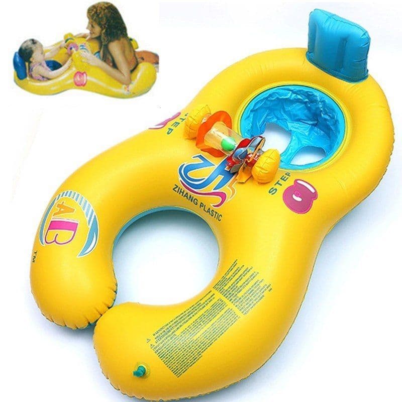 image-Parent-child Swim Ring Green Material Mother And Child Double Swimming Ring Multi-pattern Optional Children Swim Ring