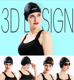 image-Silicone Waterproof 3D elastic Swimming Caps for Men Women Long Hair Swimming Hat Cover Ear Bone Pool adult swim cap