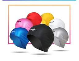 image-Silicone Waterproof 3D elastic Swimming Caps for Men Women Long Hair Swimming Hat Cover Ear Bone Pool adult swim cap