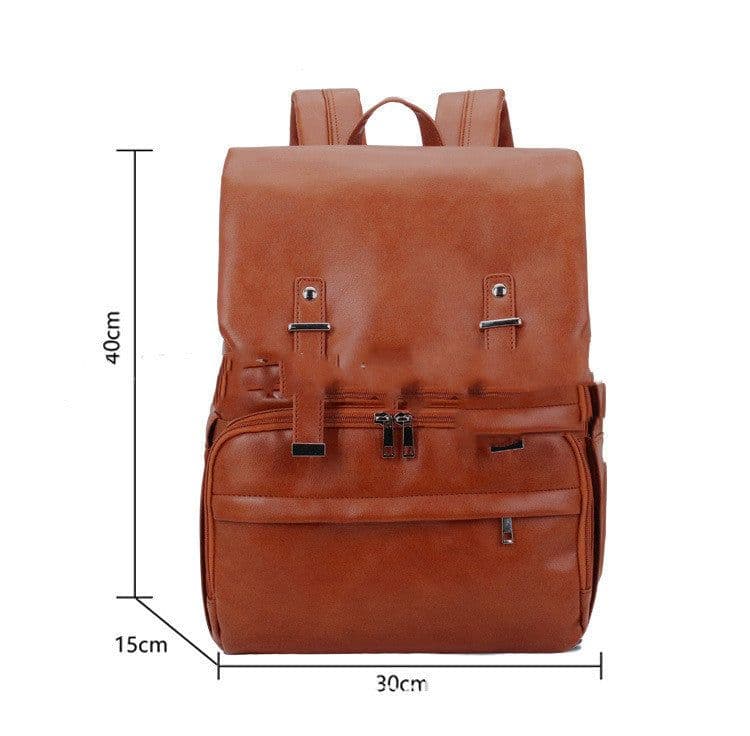 image-Pu Mommy Bag Amazon Double Shoulder Milk Bag Fashion Mother And Baby Backpack