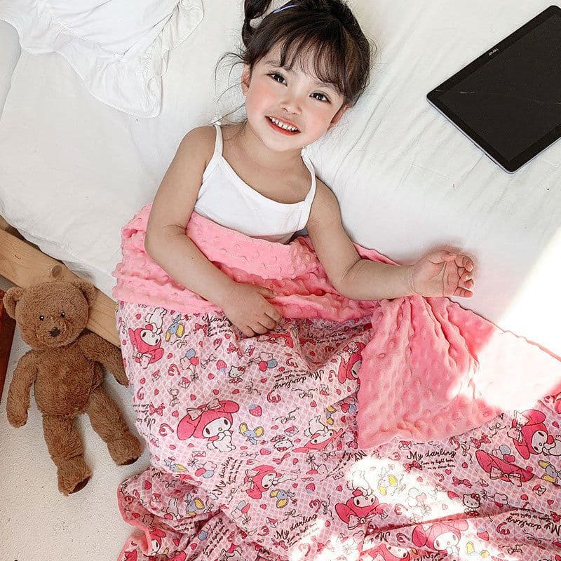 image-Children's Cartoon Cotton Beanie Blanket Stroller Blanket Air Conditioning Blanket