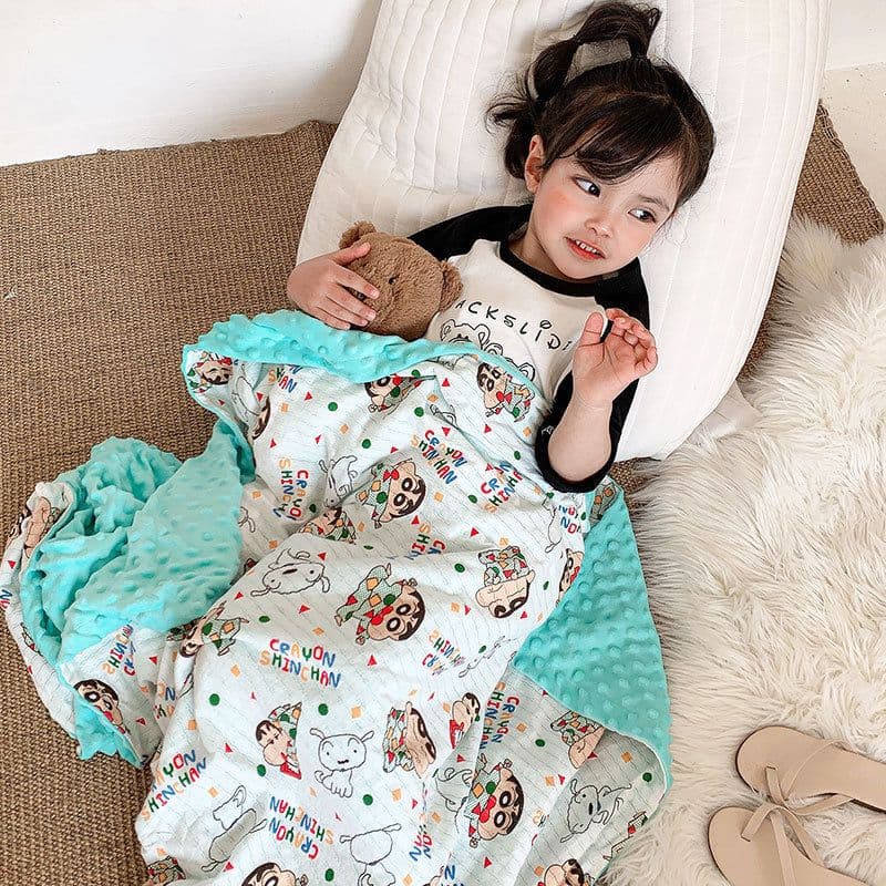 image-Children's Cartoon Cotton Beanie Blanket Stroller Blanket Air Conditioning Blanket