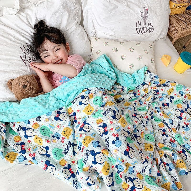 image-Children's Cartoon Cotton Beanie Blanket Stroller Blanket Air Conditioning Blanket