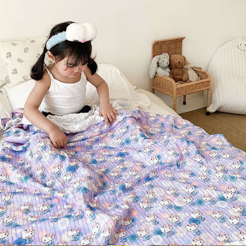 image-Children's Cartoon Cotton Beanie Blanket Stroller Blanket Air Conditioning Blanket
