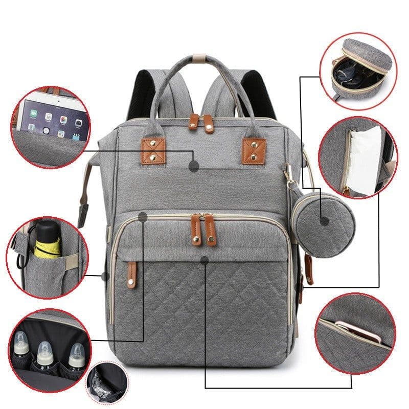 image-New Mommy Backpack Can Hang Baby Stroller Baby Bag Folding Crib Mommy Bag