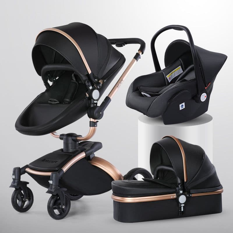 image-High Landscape Baby Stroller 360-degree Rotation 3-in-1 Basket Foldable