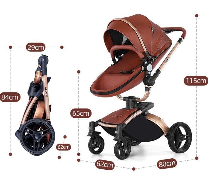 image-High Landscape Baby Stroller 360-degree Rotation 3-in-1 Basket Foldable