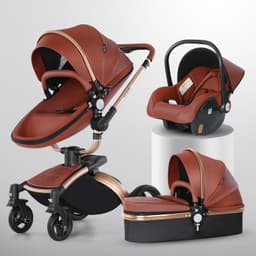 image-High Landscape Baby Stroller 360-degree Rotation 3-in-1 Basket Foldable
