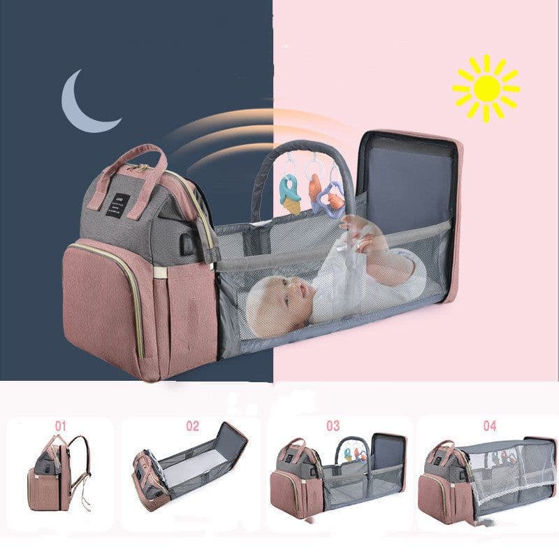 image-New Mummy Baby Crib Backpack Large Capacity Out Milk Insulated Bag Women
