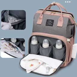 image-New Mummy Baby Crib Backpack Large Capacity Out Milk Insulated Bag Women