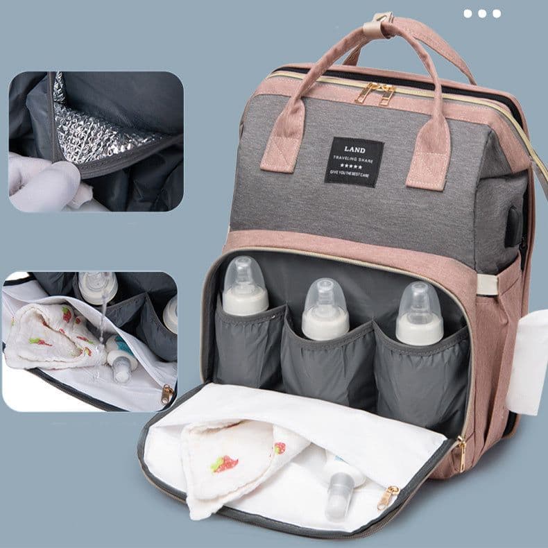 image-New Mummy Baby Crib Backpack Large Capacity Out Milk Insulated Bag Women