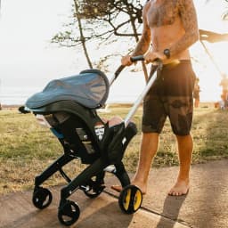 image-Baby Multifunctional Car Seat Cart Basket 3-in-1 Folding Umbrella