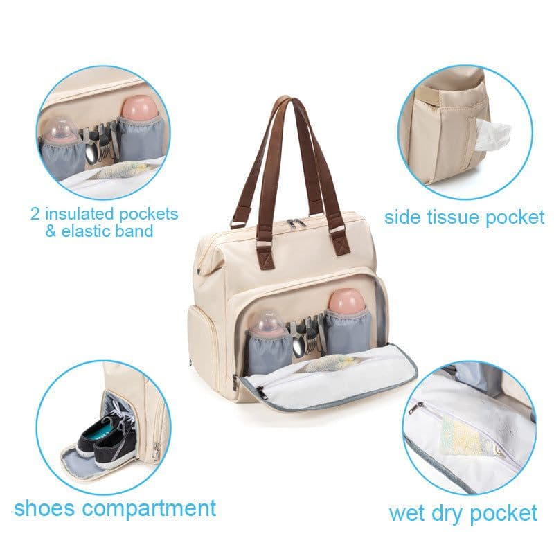 image-Large Capacity Multifunctional Crossbody Insulated Mummy Bag Backpack