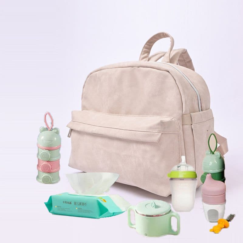 image-Mummy Multifunctional Backpack Large Capacity PU Leather Dry Wet Separation Travel Baby Bag