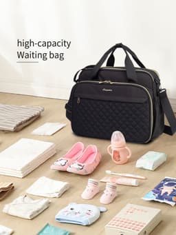 image-Large Capacity Hand-carrying Multifunctional Crossbody Oxford Cloth Diaper Bag