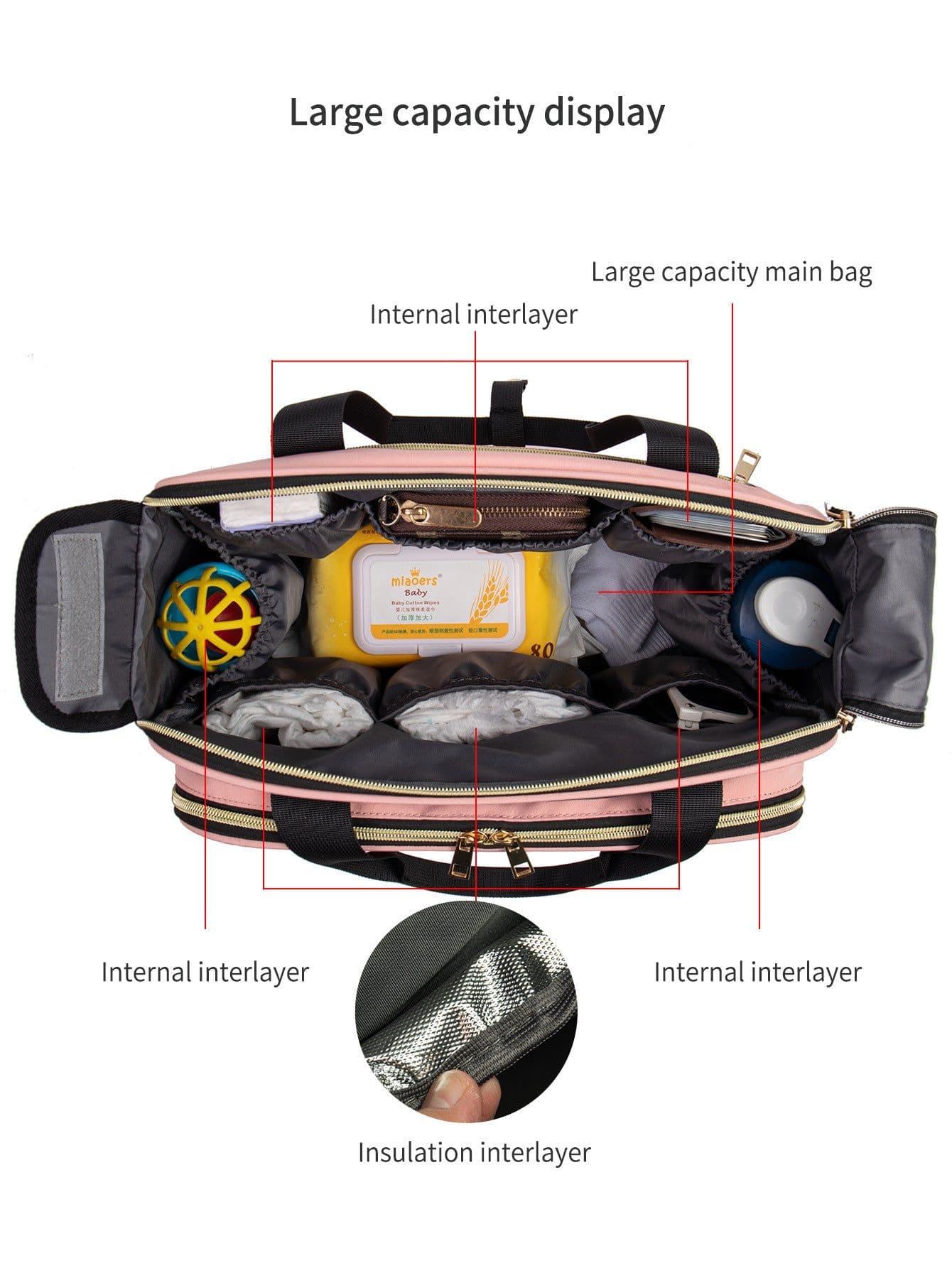 image-Large Capacity Hand-carrying Multifunctional Crossbody Oxford Cloth Diaper Bag