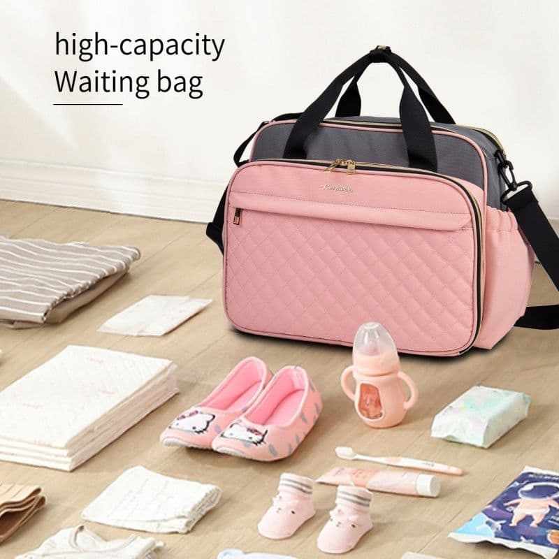 image-Large Capacity Hand-carrying Multifunctional Crossbody Oxford Cloth Diaper Bag