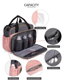 image-Large Capacity Hand-carrying Multifunctional Crossbody Oxford Cloth Diaper Bag
