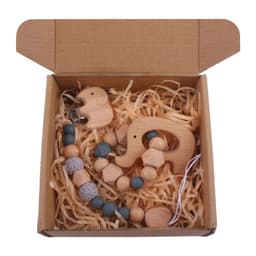 image-Baby Bath Toy Set Wooden Rattle Infant Babyplay Cotton Comfort Towel Baby Teether Wood Ring Baby Shower Gift
