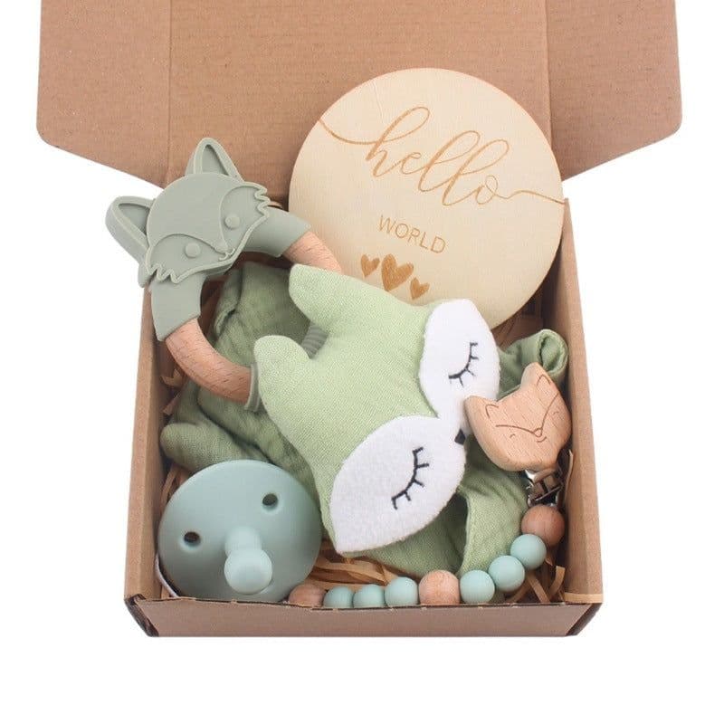 image-Baby Bath Toy Set Wooden Rattle Infant Babyplay Cotton Comfort Towel Baby Teether Wood Ring Baby Shower Gift