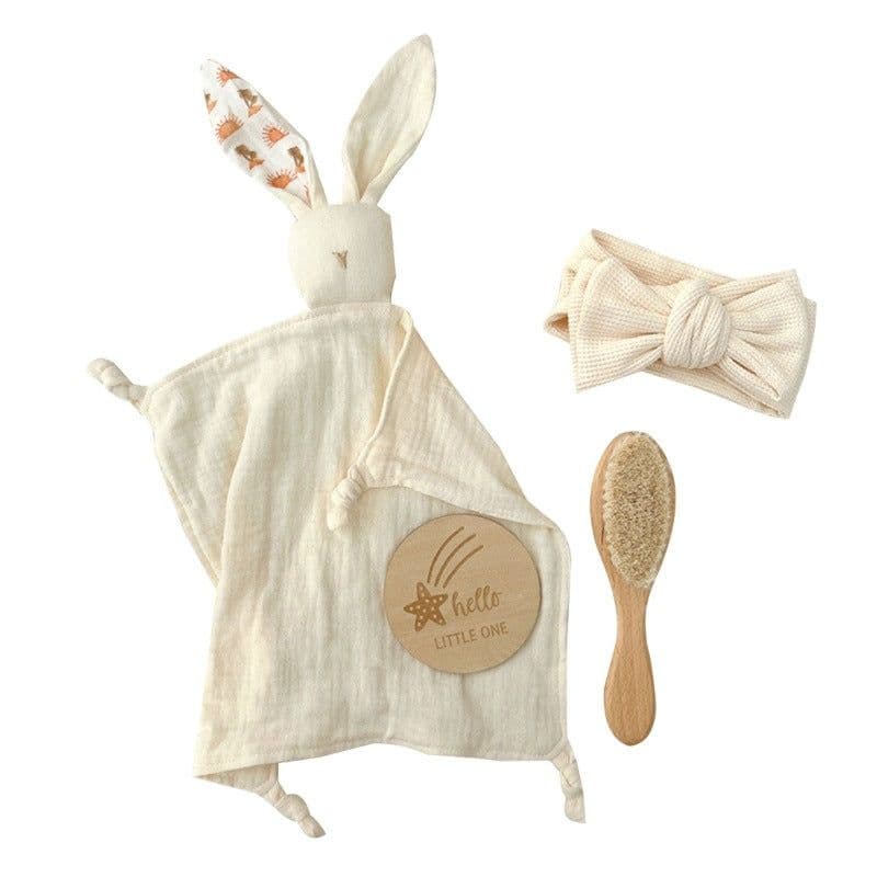 image-Baby Bath Toy Set Wooden Rattle Infant Babyplay Cotton Comfort Towel Baby Teether Wood Ring Baby Shower Gift