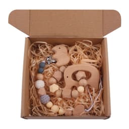 image-Baby Bath Toy Set Wooden Rattle Infant Babyplay Cotton Comfort Towel Baby Teether Wood Ring Baby Shower Gift