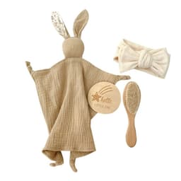 image-Baby Bath Toy Set Wooden Rattle Infant Babyplay Cotton Comfort Towel Baby Teether Wood Ring Baby Shower Gift