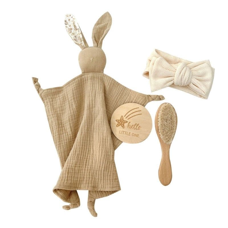 image-Baby Bath Toy Set Wooden Rattle Infant Babyplay Cotton Comfort Towel Baby Teether Wood Ring Baby Shower Gift