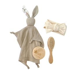 image-Baby Bath Toy Set Wooden Rattle Infant Babyplay Cotton Comfort Towel Baby Teether Wood Ring Baby Shower Gift