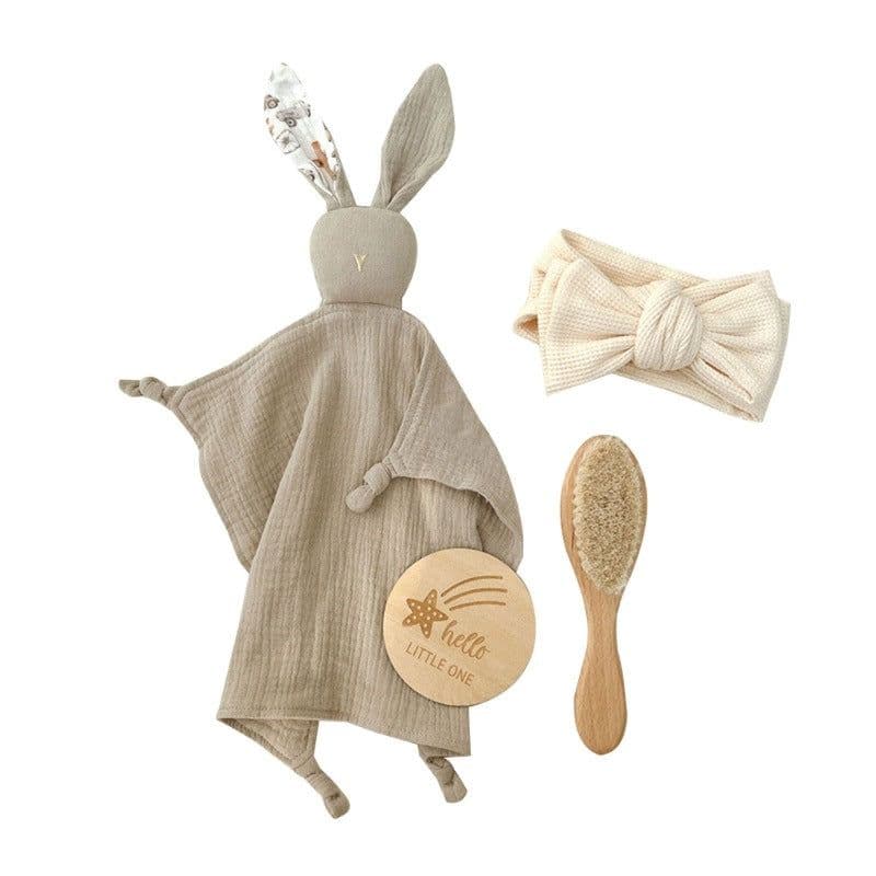 image-Baby Bath Toy Set Wooden Rattle Infant Babyplay Cotton Comfort Towel Baby Teether Wood Ring Baby Shower Gift