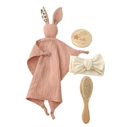 image-Baby Bath Toy Set Wooden Rattle Infant Babyplay Cotton Comfort Towel Baby Teether Wood Ring Baby Shower Gift