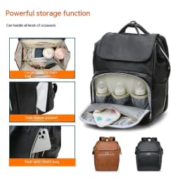 image-Leisure Crib Baby Diaper Bag Lightweight And Large Capacity Splash-proof Multi-purpose Shoulder Mummy Backpack