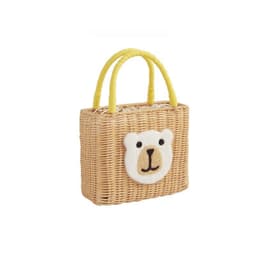 image-Casual Straw Bag Handmade Bear Shape Portable Summer Party Gathering Picnic