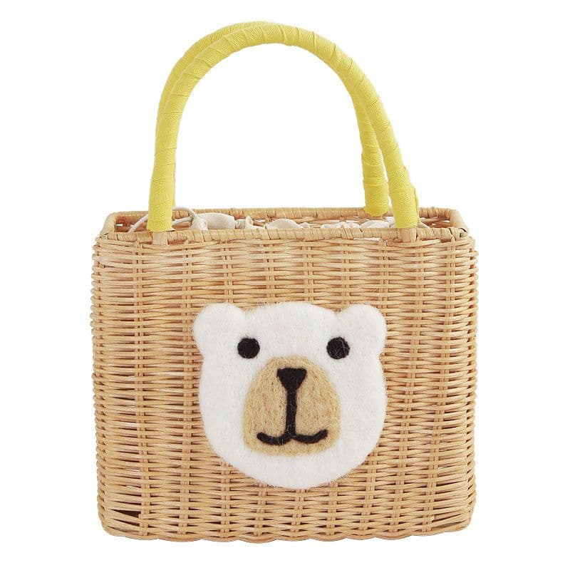 image-Casual Straw Bag Handmade Bear Shape Portable Summer Party Gathering Picnic