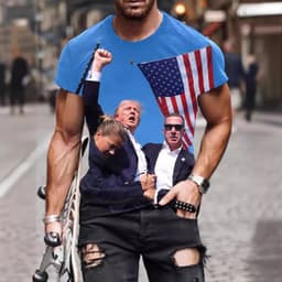 image-European And American Trump 3D Digital Printing Loose Round Neck Short Sleeve