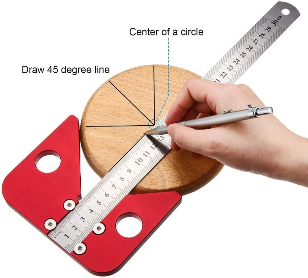 image-Carpenter's Center Ruler Carpenter's Round Center Line Marker Beech Scribing Gauge