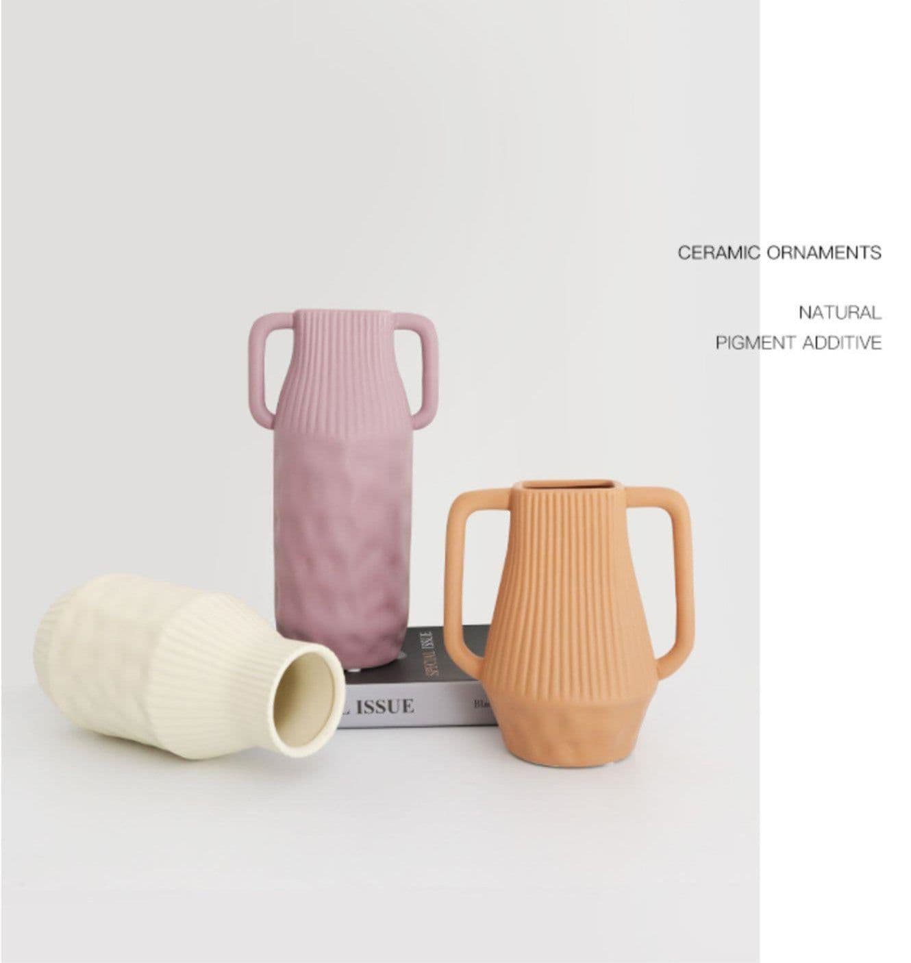 image-Nordic Morandi Simple Hammer Ceramic Vase Decoration Living Room Dining Room Tv Cabinet Wine Cabinet Decoration